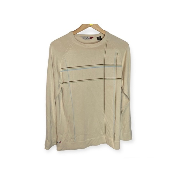 Quicksilver boys juniors XL sweater grandpa striped surf skate tan earth tones - Picture 1 of 6